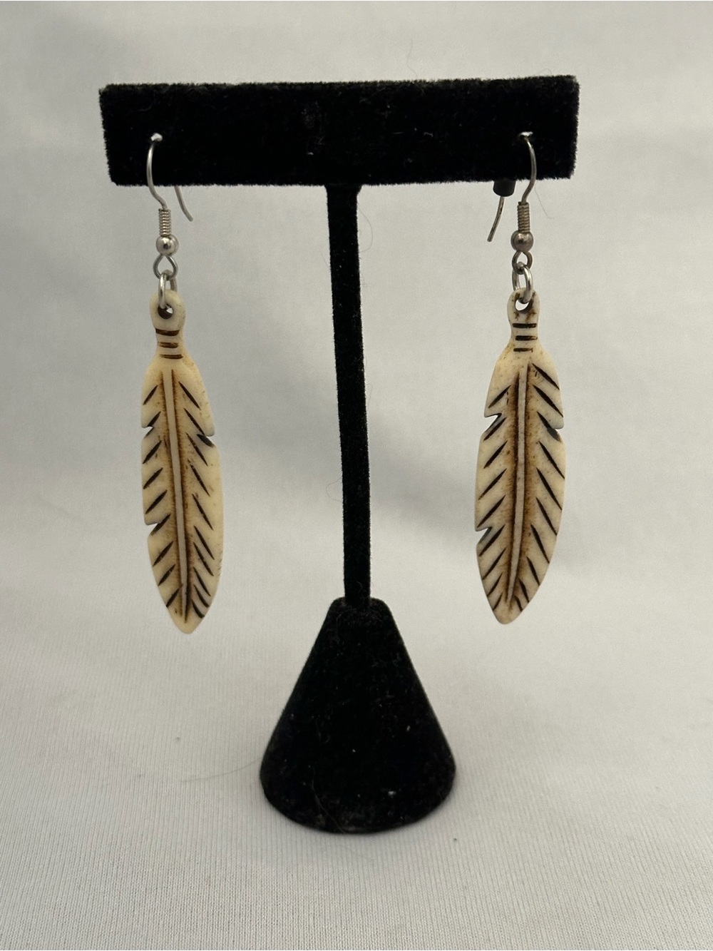 Handcrafted Feather Dangle Earrings - Ivory Tone